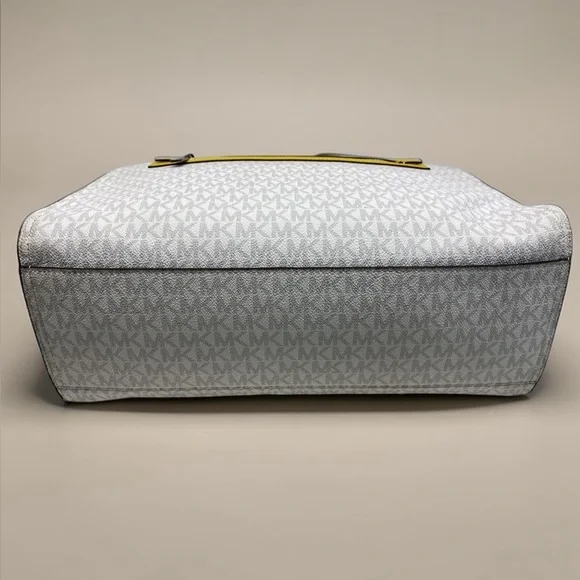 Michael Kors Kenly Large Signature Tote Bag White Yellow Citrus - Picture 6 of 10